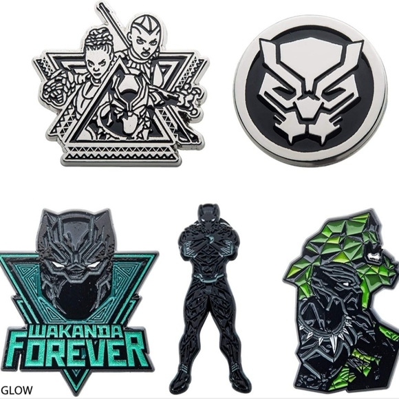 Limited Edition Marvel Black Panther Wakanda Forever Enamel Pin Set - Picture 2 of 5